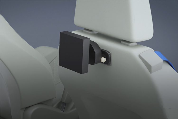 Universal Seat Adaptor attached to a bucket seat