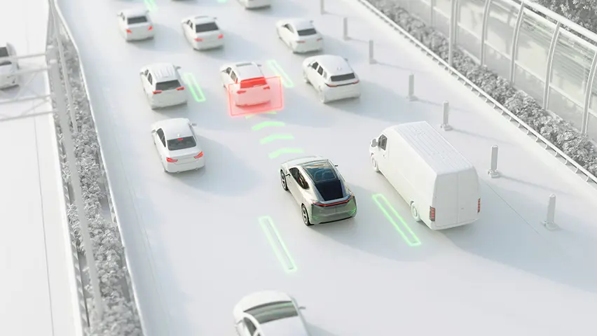Adaptive Geschwindigkeitsregelung erkennt vorausfahrendes Fahrzeug