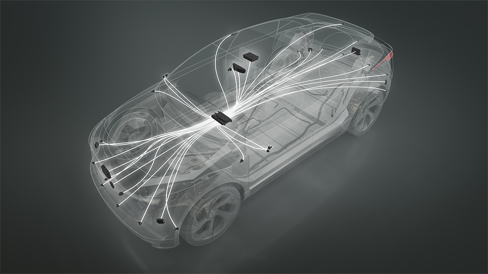 Ghosted vehicle with diagram of all sensors in the vehicle