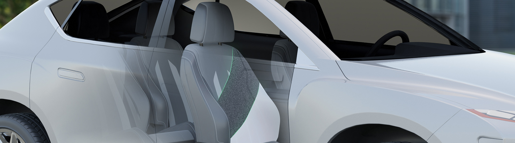 White vehicle showing sustainable seats
