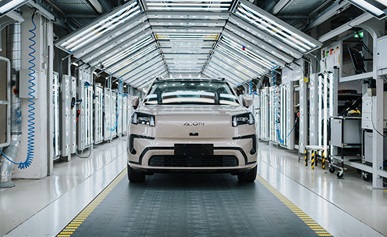 GAC AION V electric SUV roll through Magna's facility in Graz, Austria