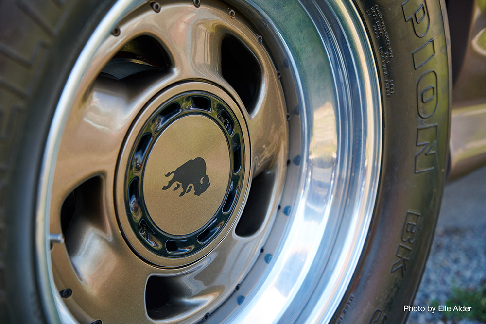 Close up view of hub cap on the Magna Torrero